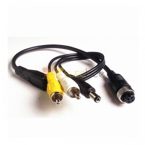 Aviation Cable Connector Female Plug 4Pin Cable to DC RCA CCTV Camera Splitter Extension Cable 1M