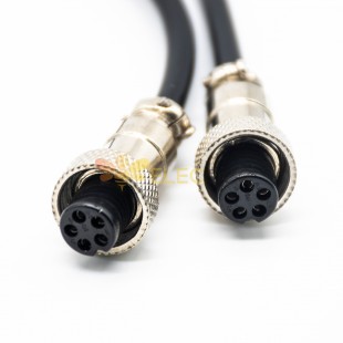 5P航空母头线束GX12-5芯母对母现场组装插头电缆线1M 10pcs