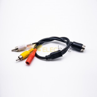 Câble Type Aviation 4 Pin Cordset to RCA Male DC Female Connector Extension Cable 1M