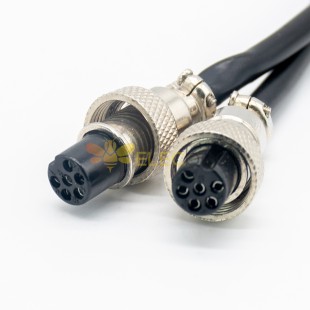 Female to Female Cable Connector GX12-6 Pin Assembly Circular Aviation Connector Electrical Cable 1M