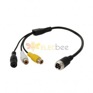 Câble de prise d'air mâle 4 pin au câble d'adaptateur de RCA 30cm pour véhicule automobile