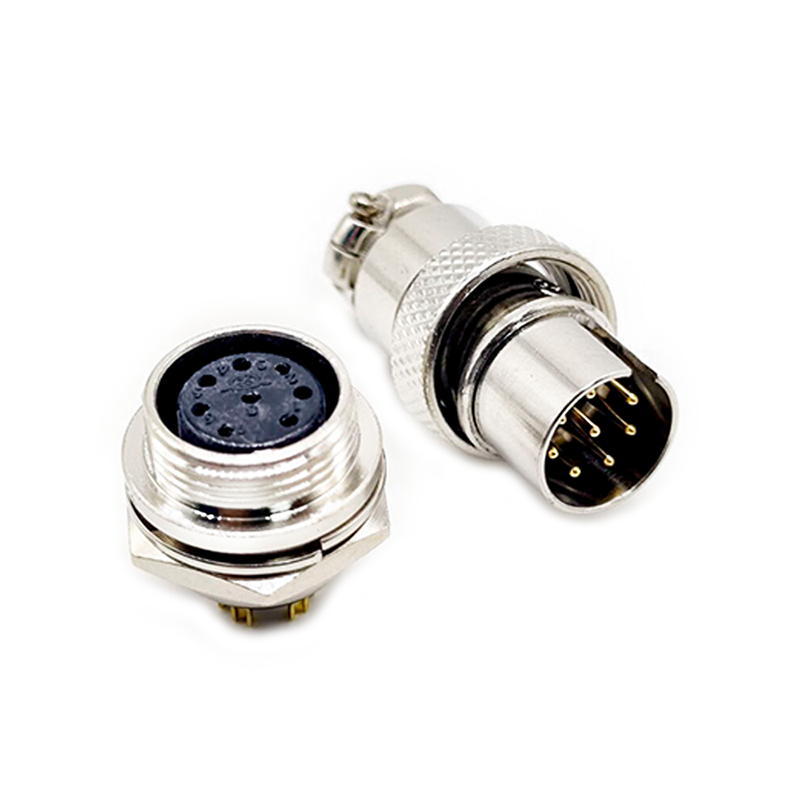 GX16 8 Pin Connector Reverse Straight Male Plug and Female Socket Back Mount Solder Type for Cable