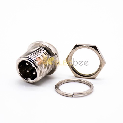 4 Pin Male Socket Receptacle GX12 Standard Type Front Mount Straight Solder Cable