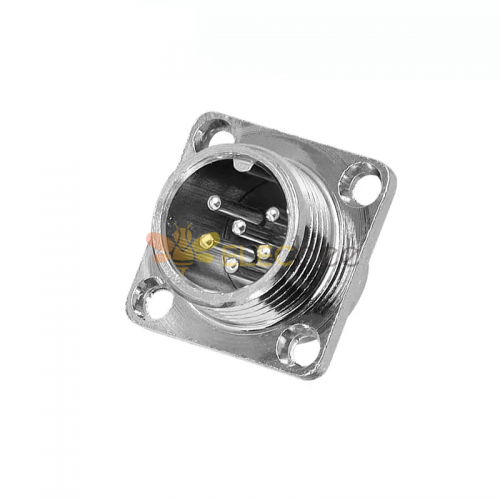 12mm Metal Square Flange Mount GX12 6-Pin Connector Male Socket