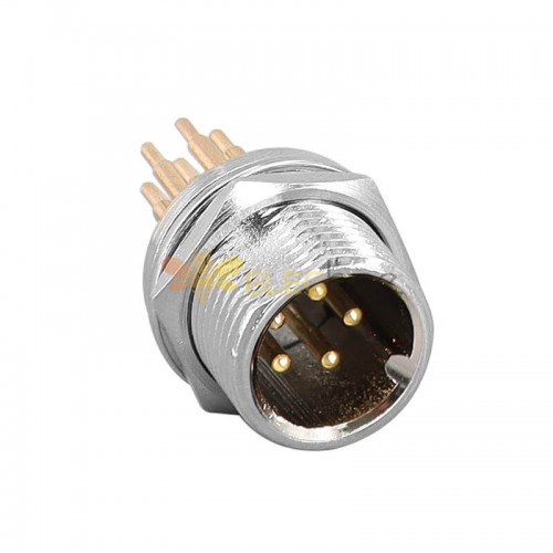 Circular GX12 Straight Panel Mount 5 Pin Aviation GX12 Standard Connector Male Socket for PCB