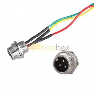 Extension Cable Wire GX12 Male Socket Panel Mount 3Pin Industrial Aviation Connector 0.2Meter