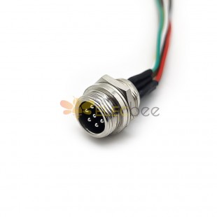 Cable de extensión Cable GX12 Enchufe macho Montaje en panel Conector de aviación industrial de 6 pines 0.2Meter