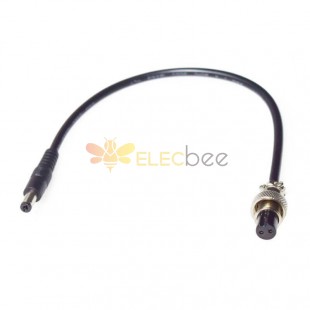 GX12 2 Pin Female Connector to DC5.5*2.5 10A Straight Cable Length 1meter