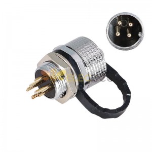GX12 4pin IP67 Waterproof Connector Straight Male Socket Cable Mount with Metal Dust Cap