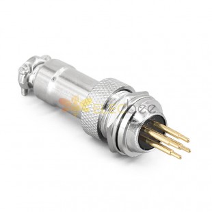 GX12-4芯航空插頭插座公母直針連接器線路板前鎖PCB焊板式