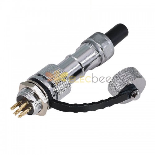 GX12-6 Pin Aviation Connector IP67 Waterproof Male and Female Back Mount for PCB