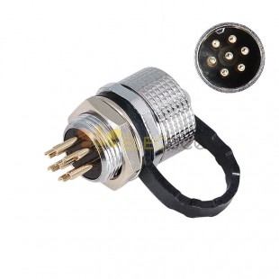 GX12 7 Pin Aviation Connector Male Socket Back Mount Solder Type For Cable IP67 Waterproof