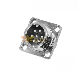 GX12 7 Pin Male Socket with 4 Hole Square Flange Wire Cable Connector