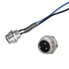 GX12 Aviation Connector 2 Pin Male Socket Back Panel Mount with Cable Wire 0.2meter