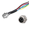 GX12 Aviation Connector 5 Pin Male Socket Back Panel Mount with Cable Wire 0.2meter