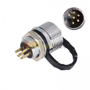 GX12 Aviation Connector IP67 Waterproof GX12-6 Pin Male Receptacle with Metal Dust Cap