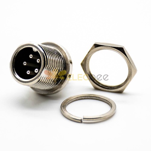 GX12 Circular Connector 5 Pin Solder Cable Front Mount Straight Male Panel Receptacles