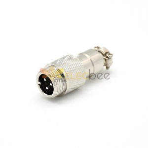 GX12 Plug 3 Pin Male Straight Connector Metal Shell Solder Type pour câble