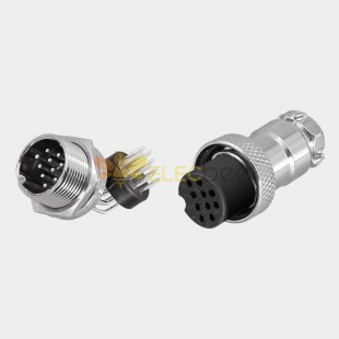 GX16 Connector 10 Pin Straight Female Plug to Right Angled Male Socket Front Mount Solder Type For PCB