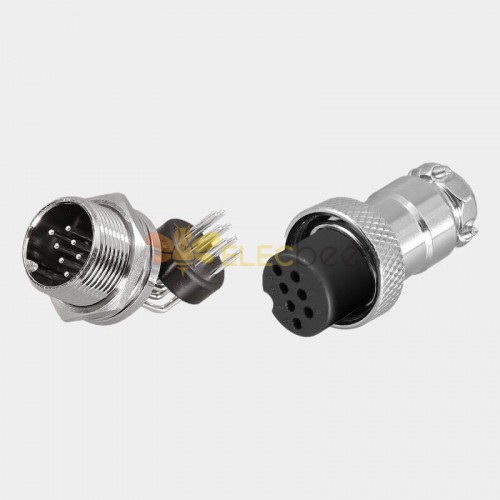 GX16 Connector 7Pin Straight Female Plug to Right Angled Male Socket Front Mount Solder Type For PCB