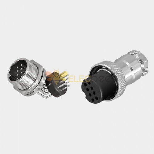GX16 Connector 8Pin Straight Female Plug to Right Angled Male Socket Front Mount Solder Type For PCB