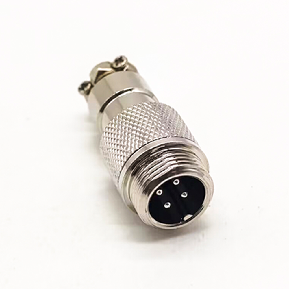 GX12 4-Pin Male Plug Metal Round Cable Mount Aviation Connectors