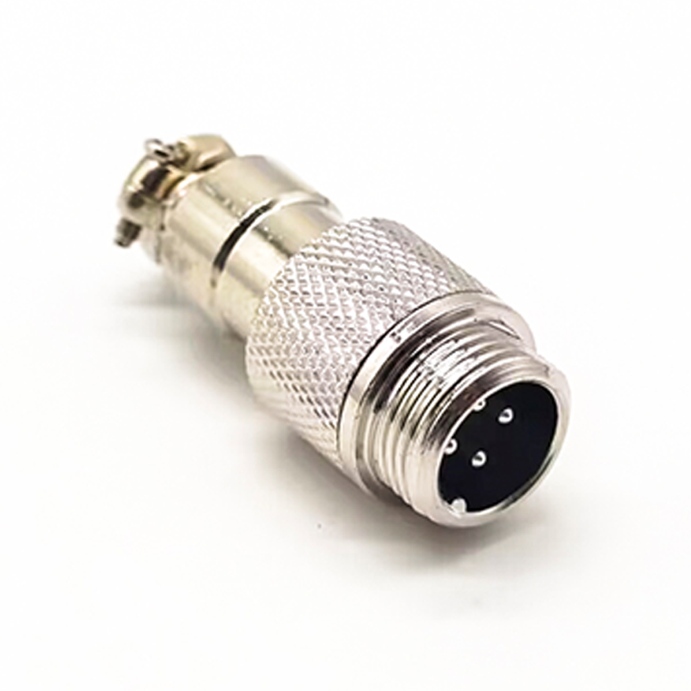 GX12 4-Pin Male Plug Metal Round Cable Mount Aviation Connectors