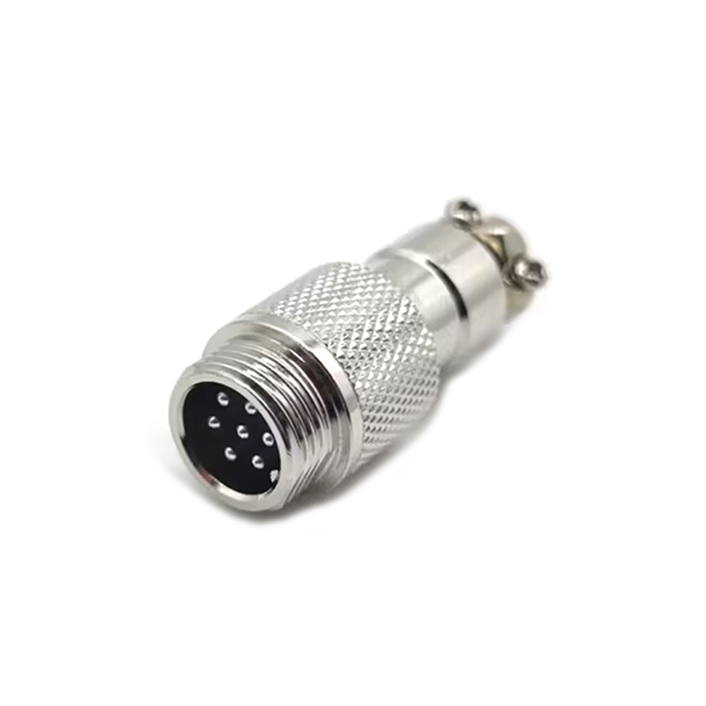 GX12-7芯對接航空接插件公頭外螺紋金屬直式銲線式連接器