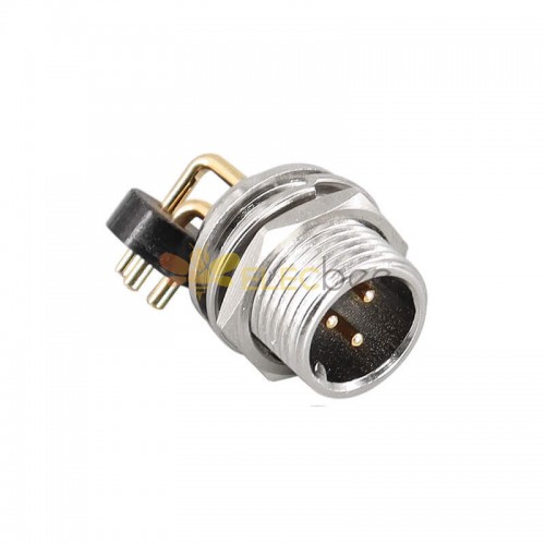 GX12 Aviation Connector 12mm Thread GX12-3 Pin Right Angled Male Socket for PCB