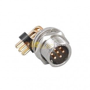 GX12 Connector 7Pin Right Angled Connector Male Socket Front Mount Solder Type For PCB