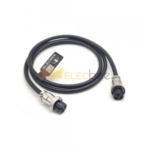 GX16 3芯母对母电缆线直式航空头连接线1M 10pcs