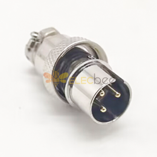 GX16 3 Pin Reverse Straight Male Plug Connector For Cable