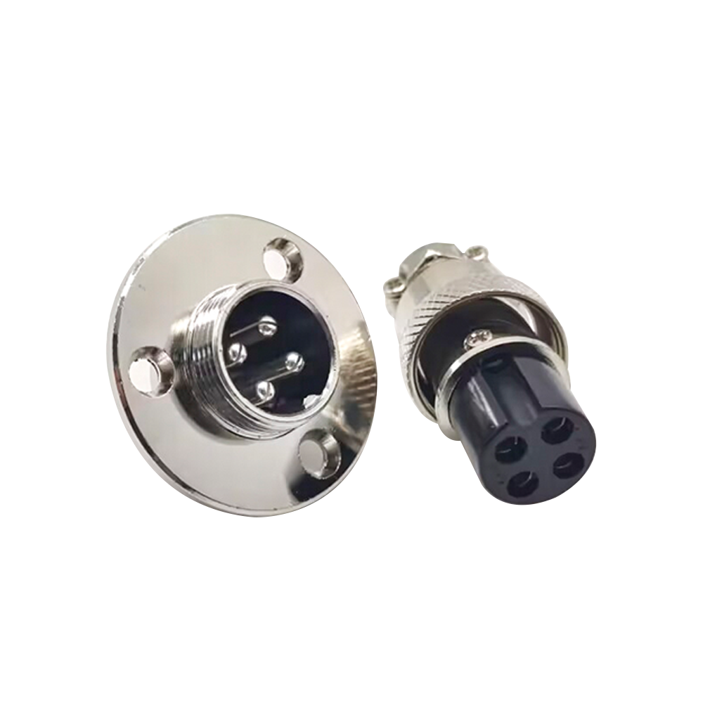 10pcs GX16 Aviation Connector 4 Pin Round Aviation Connector Male Flange Mount Socket and Straight Plug