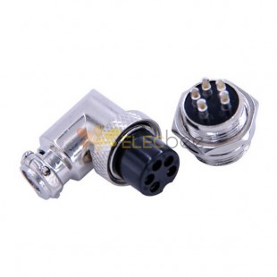16mm thread connector 5 Pin Wire 90 Degree Male Female Panel Mount