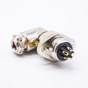Aviation Connector GX16 5 broches Angled Metal Male Cable Plug Female Panel Receptacles 2 Holes flange