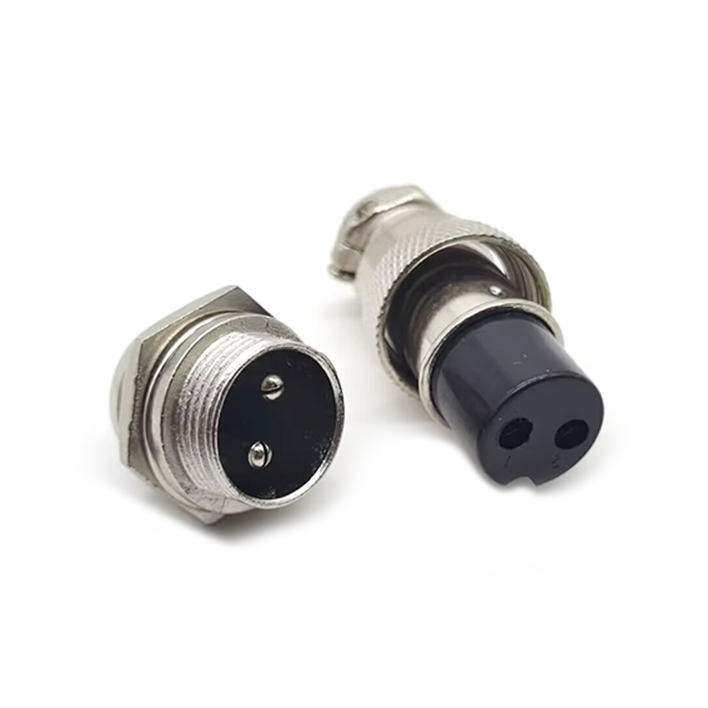 Aviation Plug 2 Pin Femelle et Mâle GX16 Straight 16mm Threads Electrical Connector