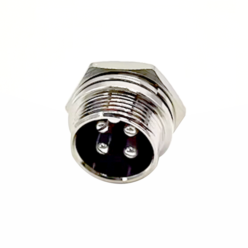 GX16 4 Pin Connector Standard Male Straight Panel Receptacles Solder Cable Back Mount