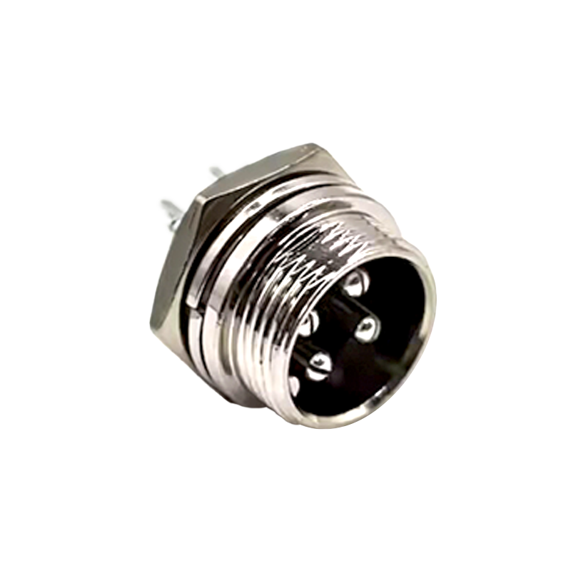 GX16 4 Pin Connector Standard Male Straight Panel Receptacles Solder Cable Back Mount