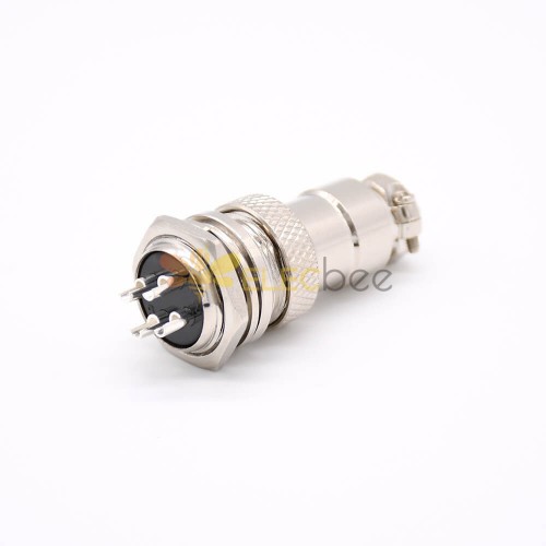 4芯GX16母插頭轉公插座常規款直式後鎖穿牆焊線連接器