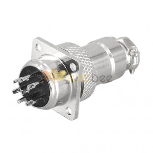 GX16 7 Pin Female Plug and Male Socket with 4 Hole Square Flange Wire Cable Connector