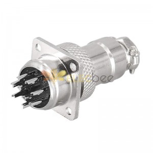 GX16 9 Pin Female Plug and Male Socket with 4 Hole Square Flange Wire Cable Connector