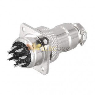GX16 9 Pin Female Plug and Male Socket with 4 Hole Square Flange Wire Cable Connector