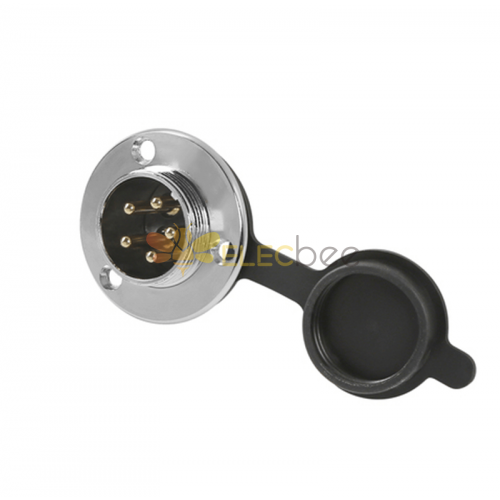 GX16 Aviation Connector 16mm Thread GX16-5 Pin Male Socket 3 Hole Flange with Rubber dust cover