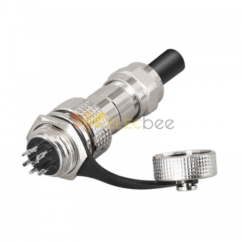 GX16 Connector 7Pin Straight Female Plug to Male Socket Back Mount Solder Type For Cable IP67 Waterproof