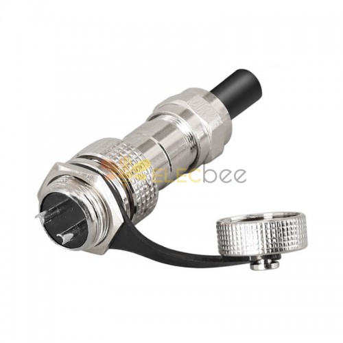 GX16 Connector IP67 Waterproof 2Pin Standard Type Straight Female Plug and Male Socket with Metal Dust Cap