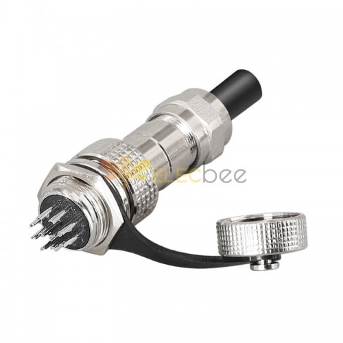 GX16 Standard Type Connector GX16-10 Pin Male and Female Solder Type IP67 Waterproof with Metal Dust Cap Female Plug