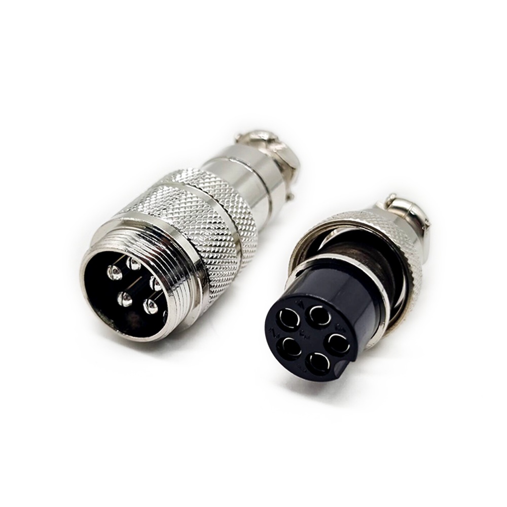 5 Pin Dairesel Konnektör Kablo Fişi Düz GX20 Erkek ve Kadın