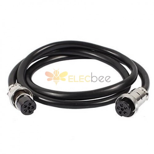 GX20 6 Pin Double Female Straight Aviation Plug Electrical Cable 4M