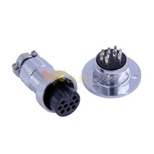 10pcs Aviation Connector 9 Pin GX20 Straight Male Female Plug and Socket Flange Mount Connector 10pcs Aviation Connector 9 Pin G