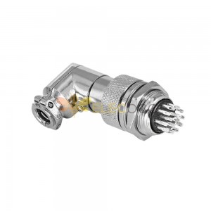 GX20 14 Pin Angled Connector Female Plug Aviation Wire Connector Metal Male Socket Back Mount Solder Cup